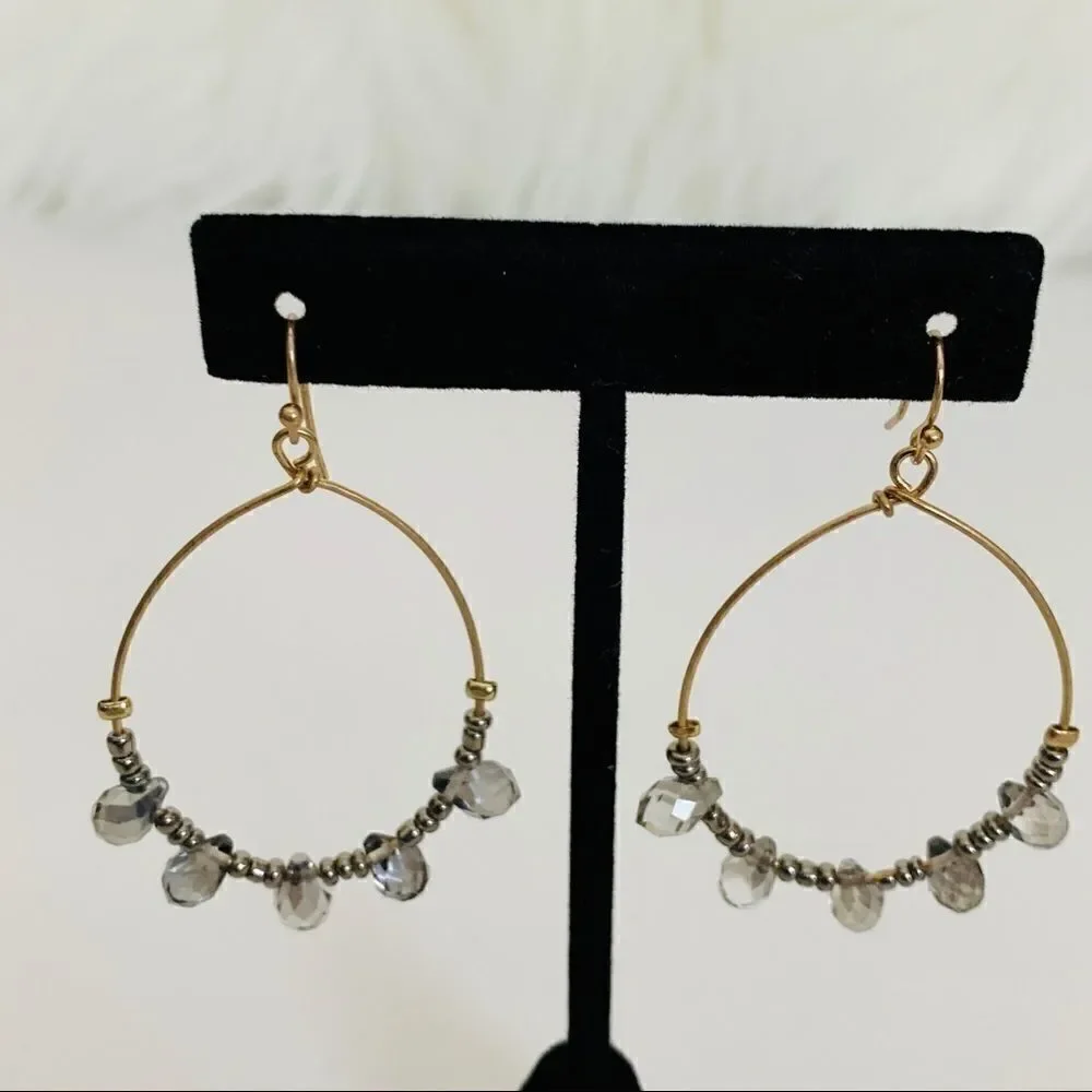 Crystal & Seed Skinny Hoop Earrings